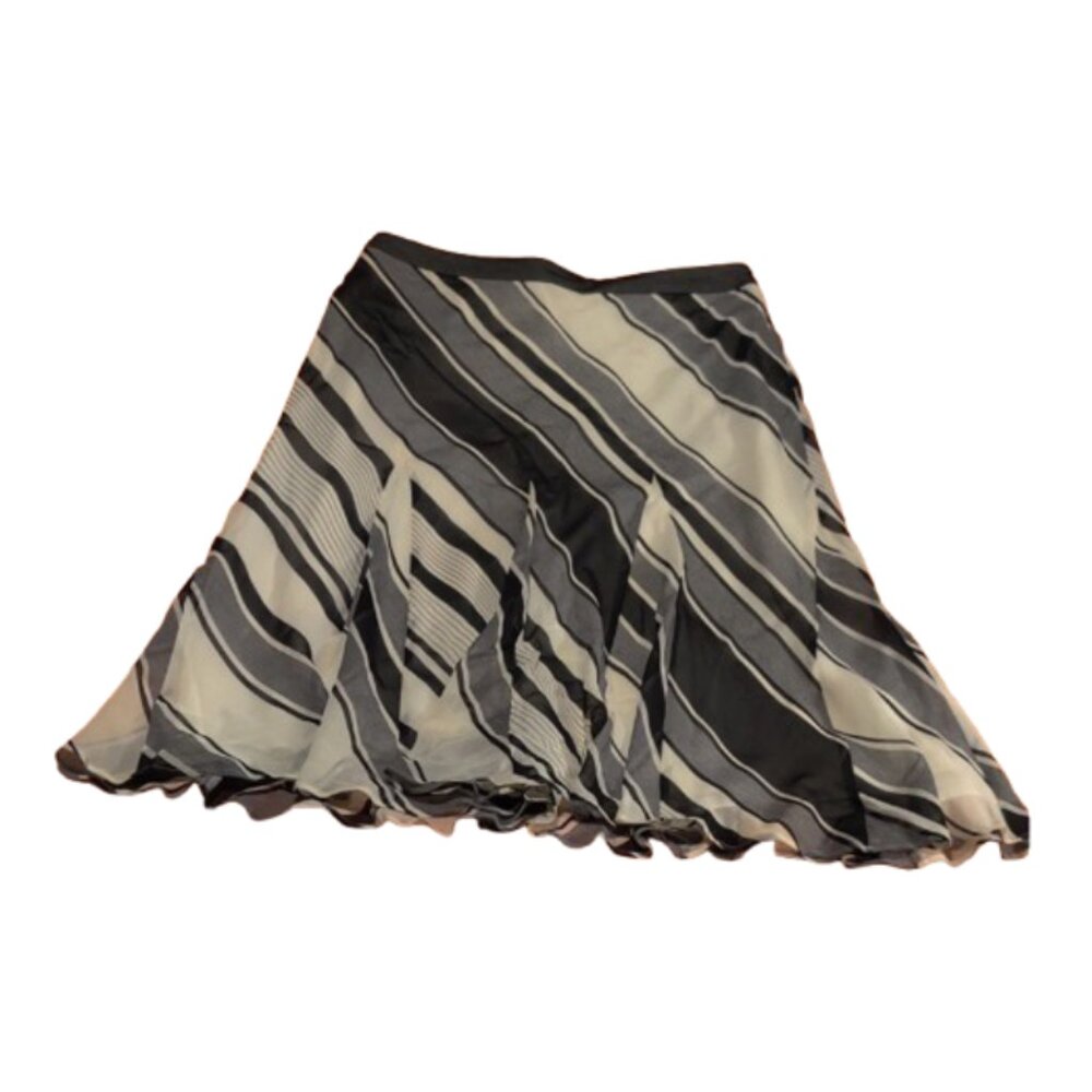 Banana Republic skirt, silk , black and white, size 0, Midi, fall, spring